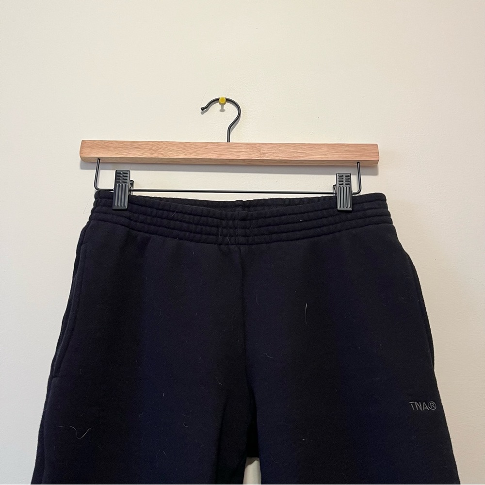 Aritzia Cozy Fleece TNA Boyfriend Black Straight Sweatpant